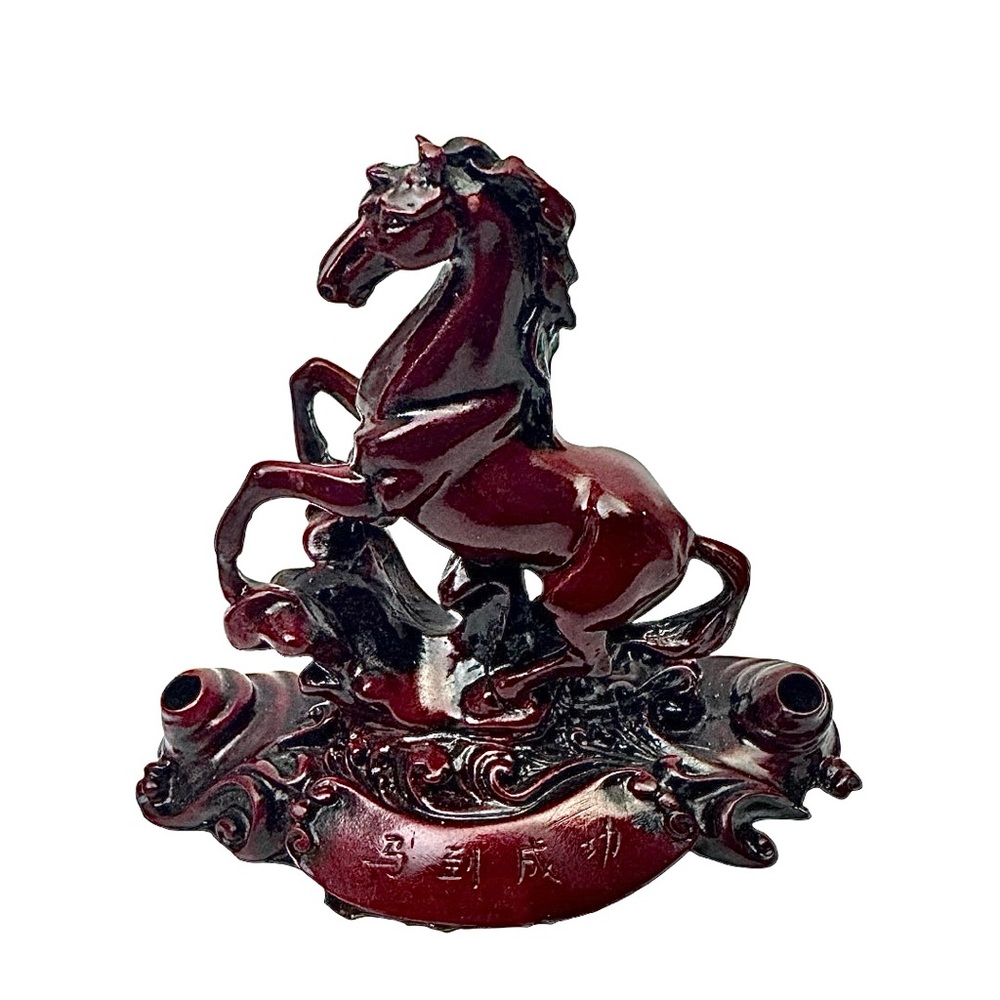 Chinese Horse Statue Feng Shui Decor “Ma Dao Cheng Gong” Resin Success Symbol
